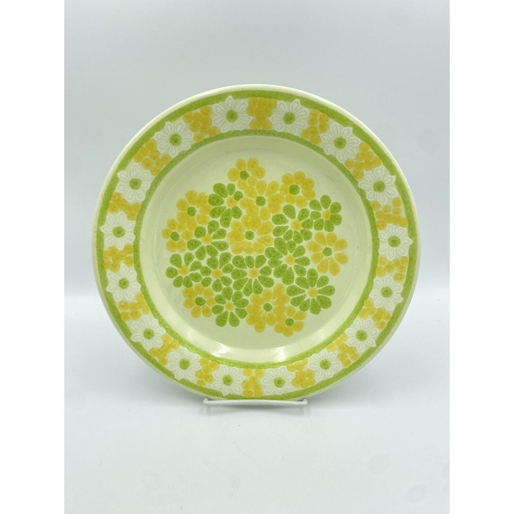 Vintage Franciscan Picnic Yellow & Green Flowers Daisy Dinner Plate 10-3/4"
